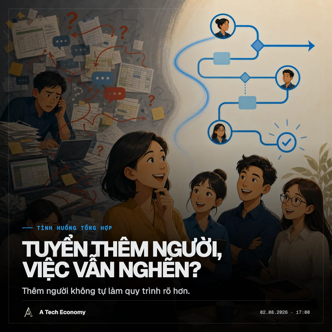 Ba nhân viên mới đẩy giấy tờ vào một quy trình đang bị tắc nghẽn